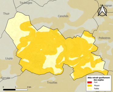 Carte des zones d'aléa retrait-gonflement des argiles.