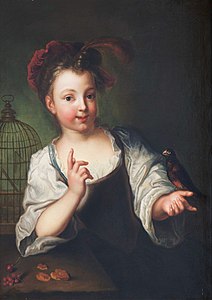 Jeune fille avec un oiseau Coll. particulière.