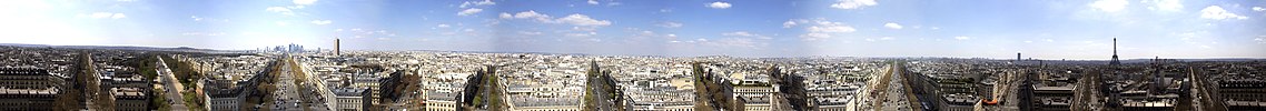 Panorama of Paris from the top of the Arc de Triomphe