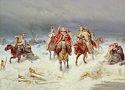 Переправа через Березину. Бегство французов из России в 1812 году. (Богдан Виллевальде, 1891)