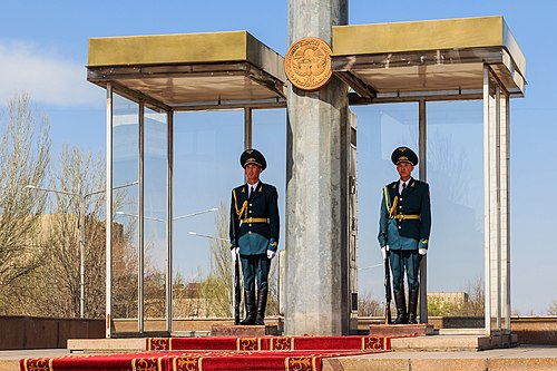 Honour guards at Ala-Too Square in Bishkek, Kyrgyzstan
