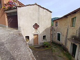 Capella de San Bastian (A Ruà, Cirixöa, Garesce), vìsta daa burgâ