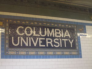 Columbia University sign in subway station in NYC