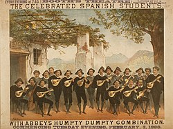Group photo of the Spanish Students, 20 men with their instruments
