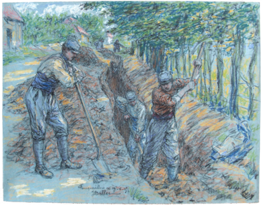Foncquevillers - Soldats creusant une tranchée, 19 juin 1915