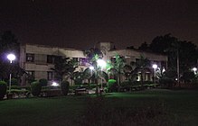 Institute of Food Security main building at night.
