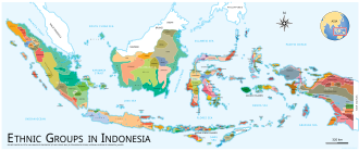 A map of ethnic groups in Indonesia Indonesia Ethnic Groups Map English.svg