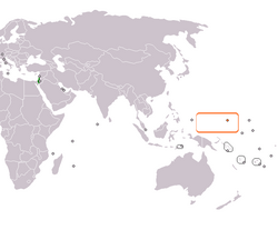 Карта с указанием местоположения Израиля и Федеративных Штатов Микронезии