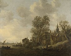 Udsigt over en by ved en flod (1645) Rijksmuseum Amsterdam