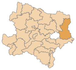 Gänserndorf ilçesinin Aşağı Avusturya'daki konumu