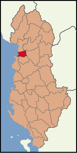 Bản đồ thể hiện vị trí của Quận Kurbin ở Albania