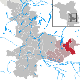 Lieberoses beliggenhed i Landkreis Dahme-Spreewald.