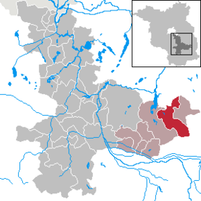 Poziția orașului Lieberose pe harta districtului Dahme-Spreewald