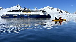 Lindblad National Geographic Resolution in Borgan Bay,Antarctica