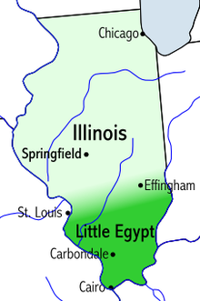 Southern Illinois is also known as "Little Egypt". Littleegyptmap.PNG