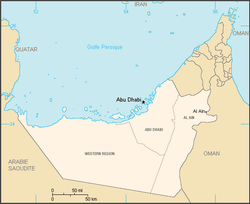 Location of Abu Dhabi in the UAE, with regions