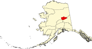 Kort over Alaska med Fairbanks North Star Borough markeret.