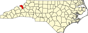 Карта Северной Каролины с выделением округа Митчелл
