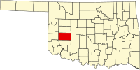 Locatie van Washita County in Oklahoma