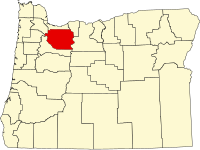 クラカマス郡の位置を示したオレゴン州の地図