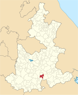 Location of the municipality in Puebla