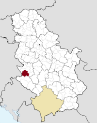 Location of the municipality of Čajetina within Serbia