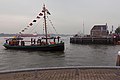 The national arrival of Sinterklaas in Maassluis, ship ( de Jansje) with Zwarte Pieten