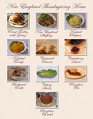 English: A New England Thanksgiving dinner, se...
