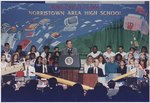 Bush on campaign. Seen here speaking at the Norristown, Pennsylvania High School, September, 1992. President Bush addresses the Norristown, Pennsylvania High School Community - NARA - 186457.tif
