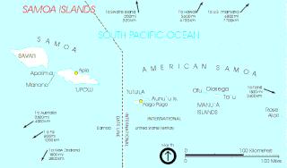 Map of the Samoan Islands, showing the location of Rose Atoll