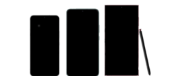 Vasemmalta oikealle: Samsung Galaxy S22, Samsung Galaxy S22+ ja Samsung Galaxy S22 Ultra.