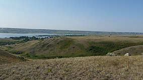 Вид на провинциальный парк Саскачеван-Лендинг на юг, август 2018 г.