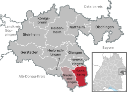 Läget för Sontheim an der Brenz i Landkreis Heidenheim