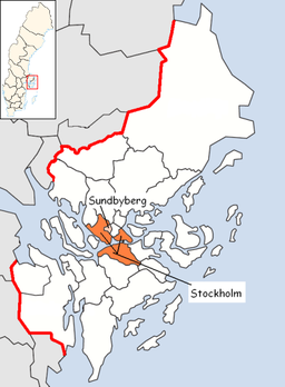 Sundbybergs kommuns läge i Stockholms län