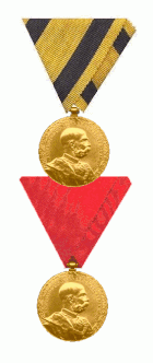 Medailles aan de twee voorgeschreven linten