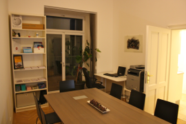 Community desk in meeting room