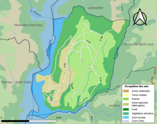 Carte en couleurs présentant l'occupation des sols.