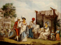 The linen market at Saint-Domingue. Engraving published 1804.