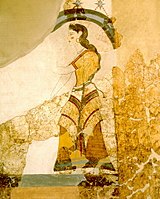 La dama del papiro, fresco de Acrotiri (Santorini), ca. 1600 a. C.