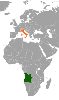 Map indicating locations of Angola and Italy