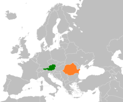 Lage von Österreich und Rumänien