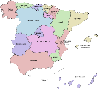 De autonome gemeenschappen en steden van Spanje