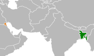 Mapa indicando localização de Bangladesh e do Kuwait.