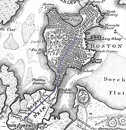 Old map of the Boston Neck
