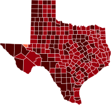 COVID-19 Преобладаване в Тексас по графство.svg