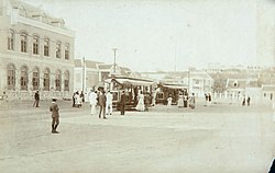 Tramhalte op het Julianaplein rond 1900
