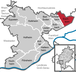 Läget för Eschborn i Main-Taunus-Kreis