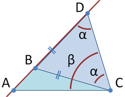 Euclid's construction for proof of the triangle inequality.