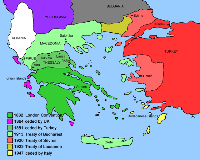 Греції: історичні кордони на карті
