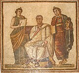 "פסיפס ורגיליוס" (אנ') המתאר את המשורר הרומי מחזיק במגילת הפואמה אינאיס ומוקף במוזות קליאו ומלפומנה; הפסיפס נתגלה בסוסה ותוארך למאה ה־3
